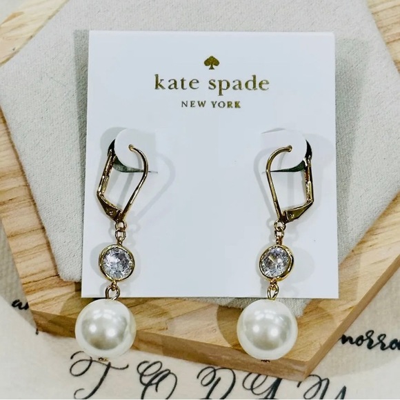 Kate Spade New York Pearls Of Wisdom - Dangle Pearl Rhinestone Drop Earrings - Picture 11 of 11